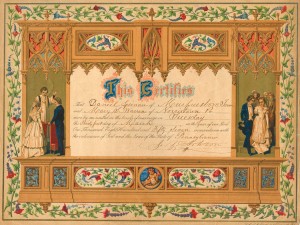 Marriage Certificate of Mary Hobson Warren and Daniel Leinau