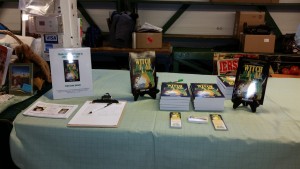 Kerry Gans' author table at the Trenton Farmers Market