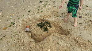 summer sand castle on the beach